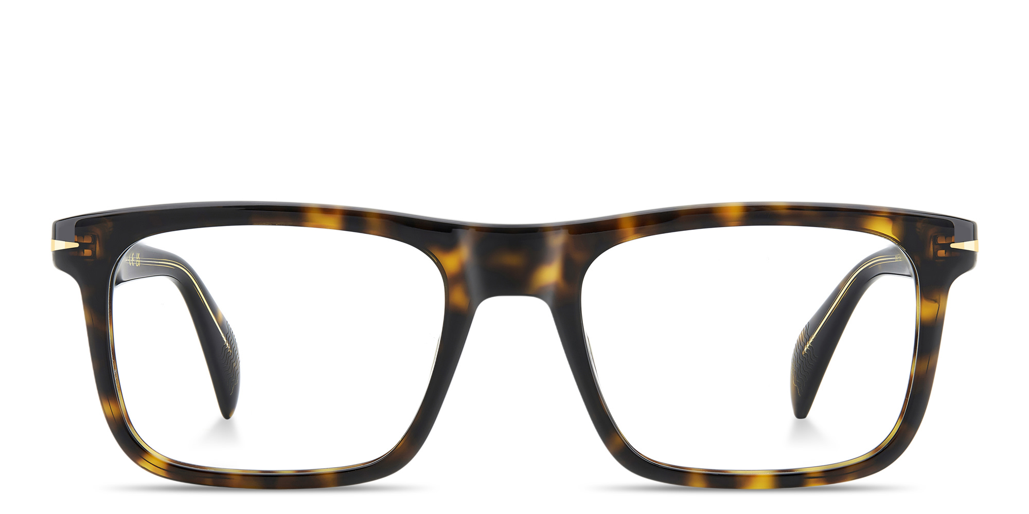Shop DAVID BECKHAM Talisman Wide Rectangle Eyeglasses in Havana online.