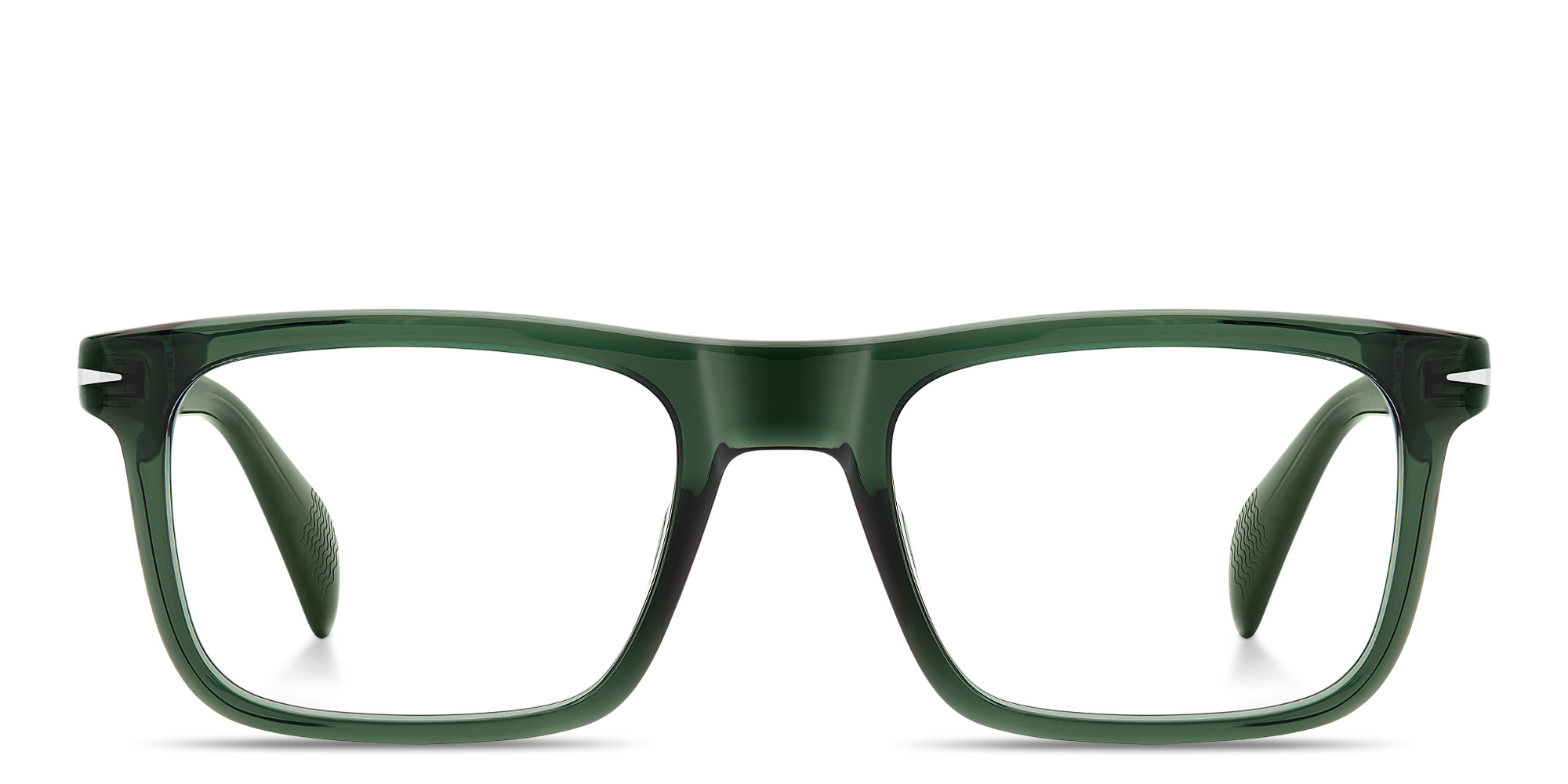Shop DAVID BECKHAM Talisman Wide Rectangle Eyeglasses in Grey Horn online.
