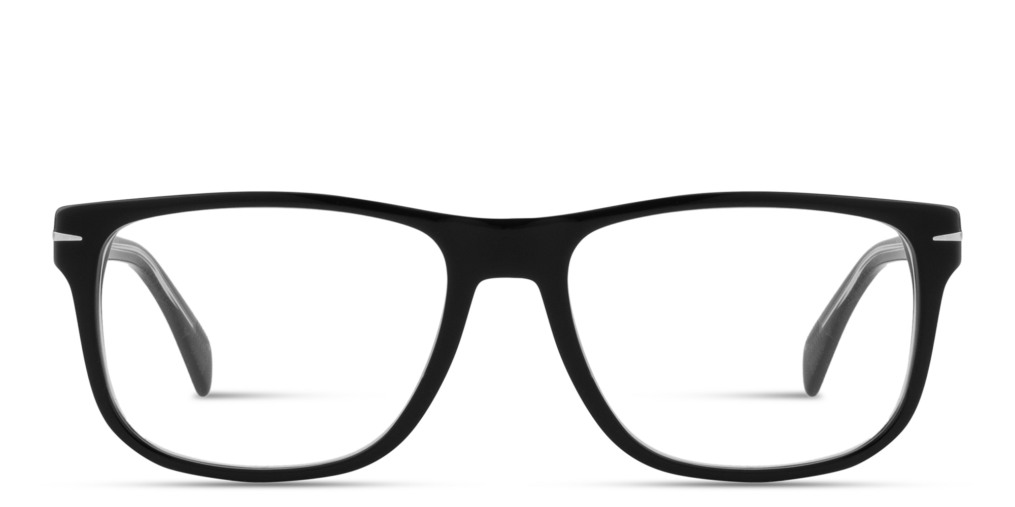 Shop DAVID BECKHAM Clip-On Wide Rectangle Eyeglasses in Black online.
