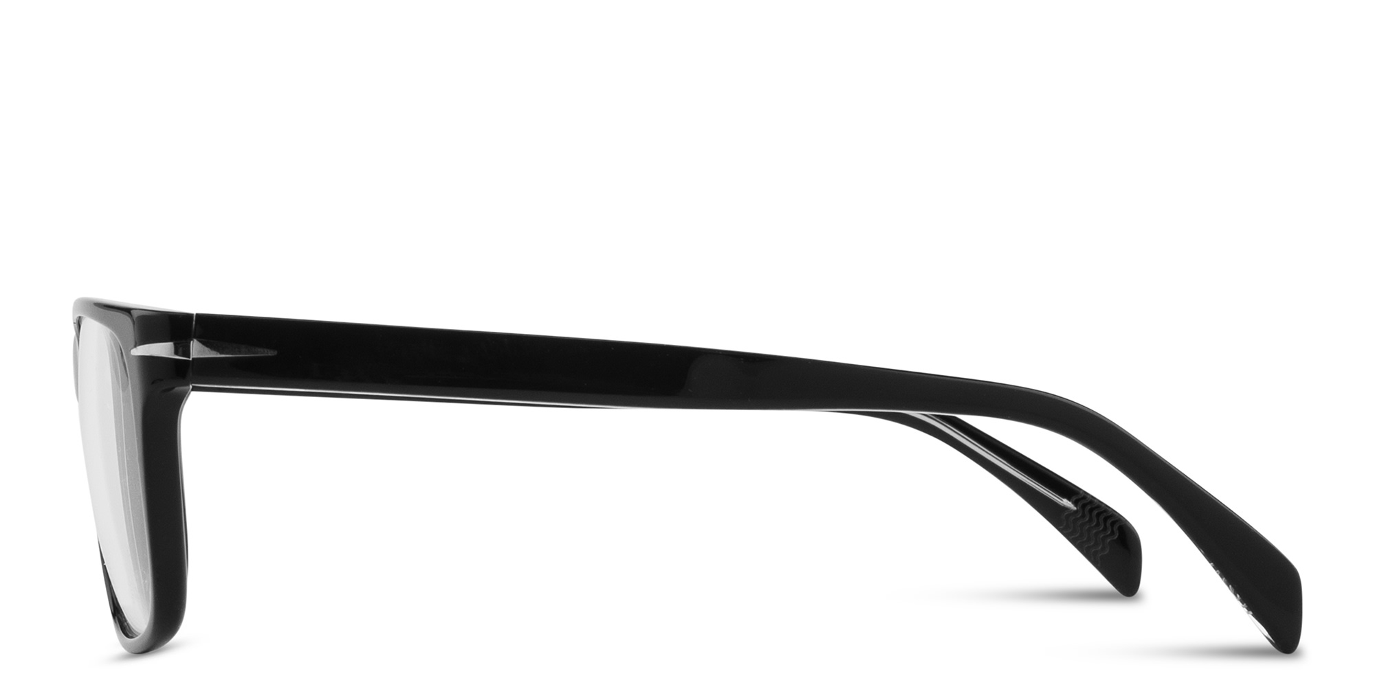 Shop DAVID BECKHAM Clip-On Wide Rectangle Eyeglasses in Black online.