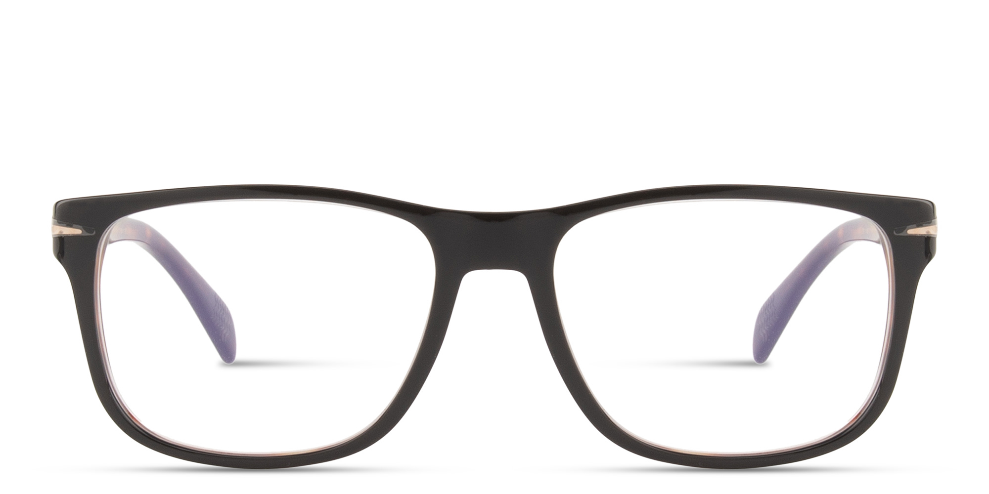Shop DAVID BECKHAM Clip-On Wide Rectangle Eyeglasses in Black Havana online.