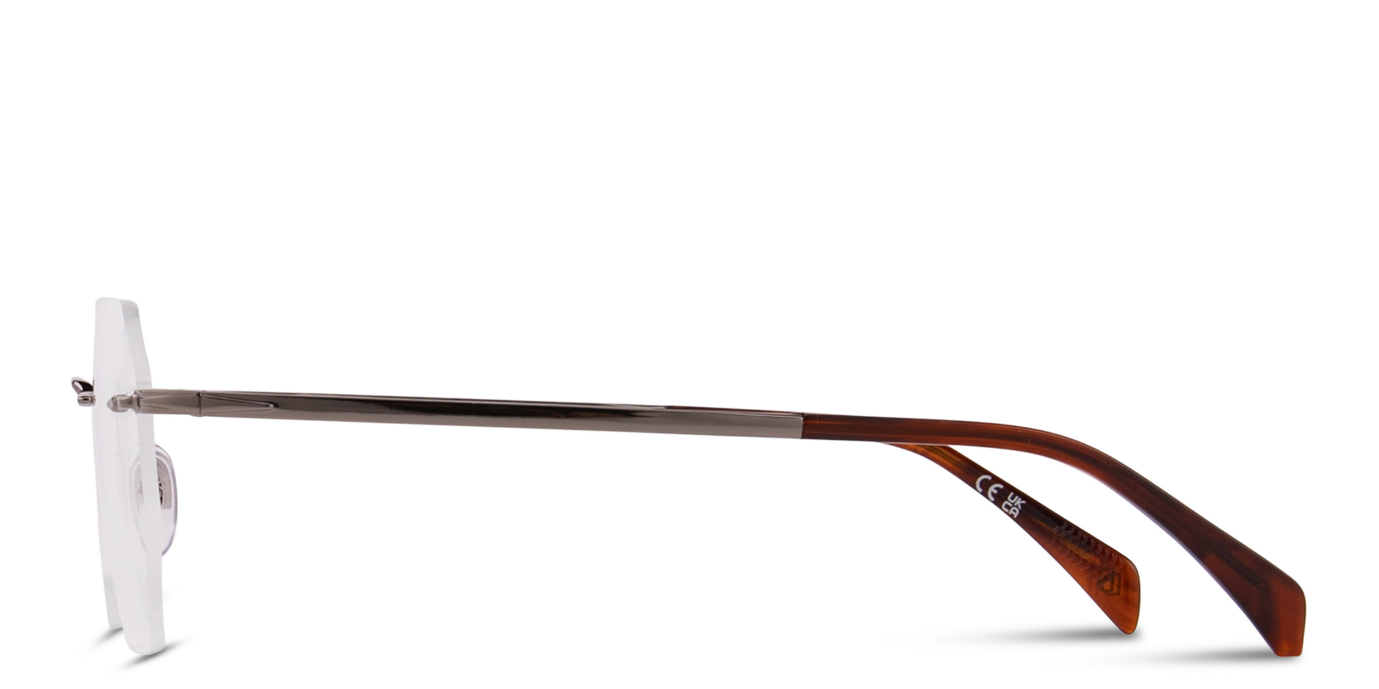 Shop DAVID BECKHAM Talisman Rimless Irregular Eyeglasses in Ruthenium online.