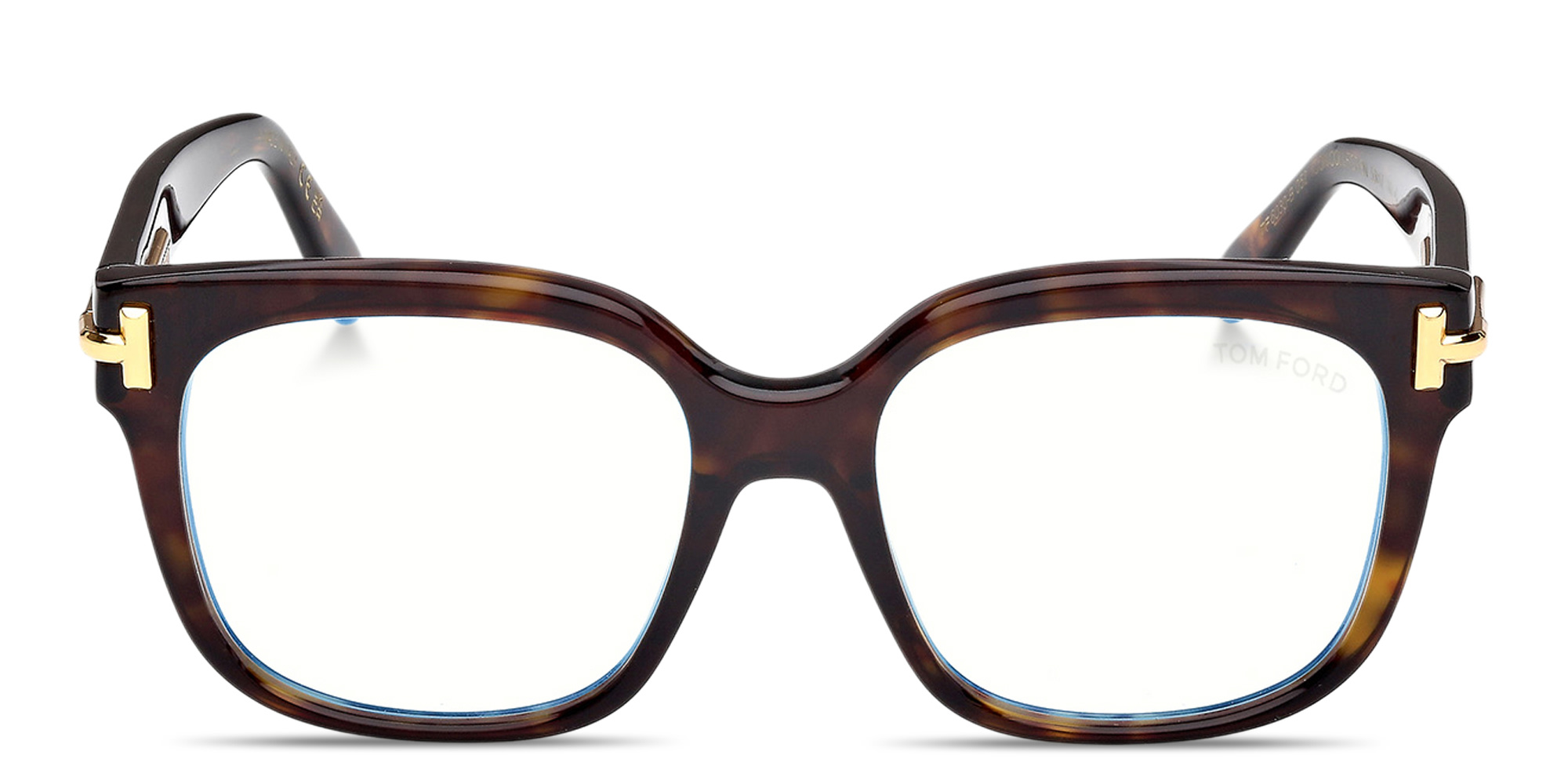 Shop TOM FORD T Logo Square Eyeglasses in Dark Havana online.