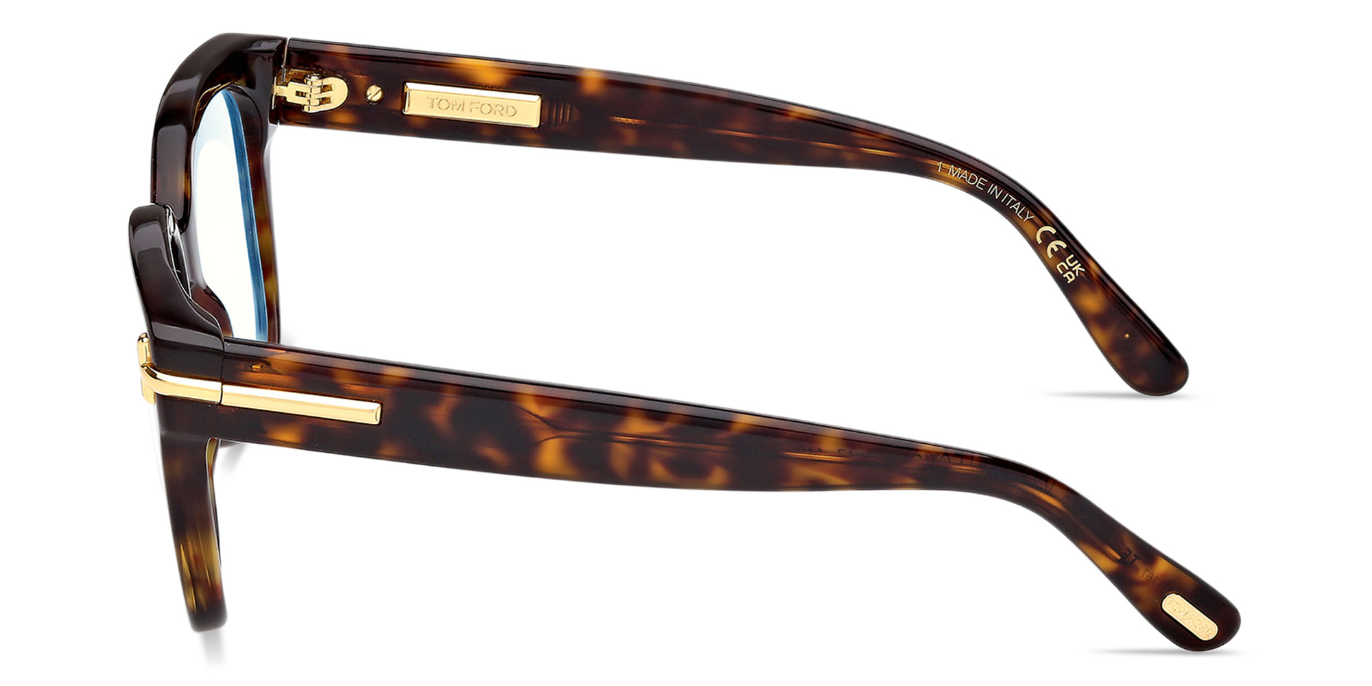 Shop TOM FORD T Logo Square Eyeglasses in Dark Havana online.