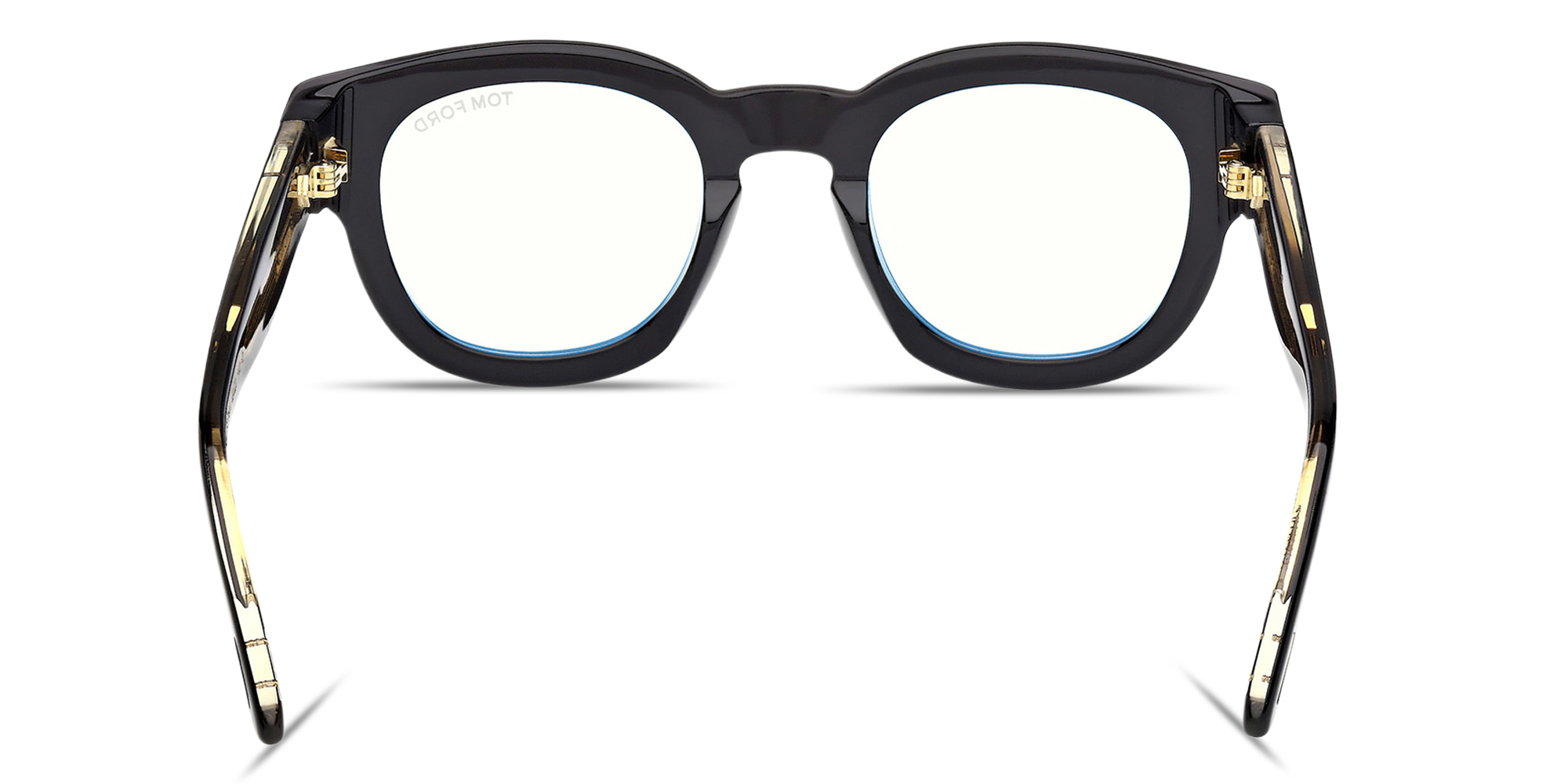 Shop TOM FORD T Logo Round Eyeglasses in Black online.