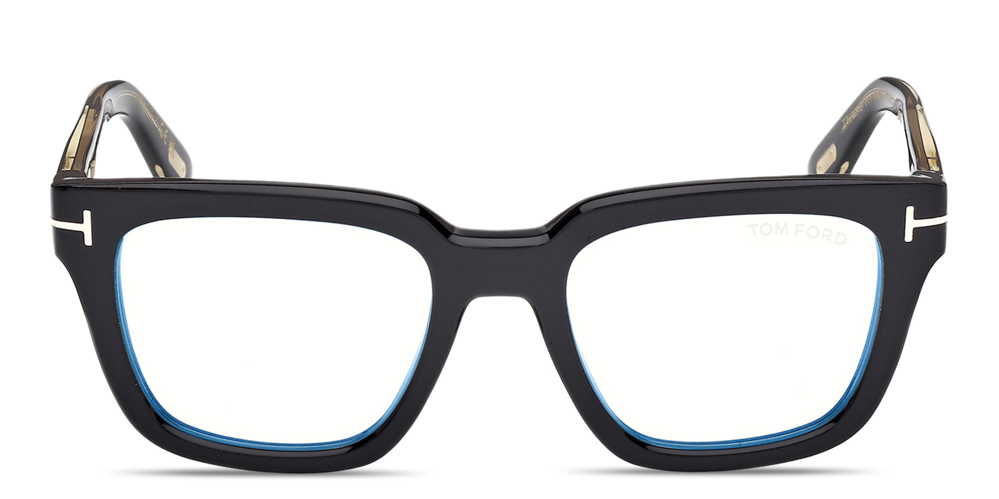 Shop TOM FORD T Logo Square Eyeglasses in Black online.