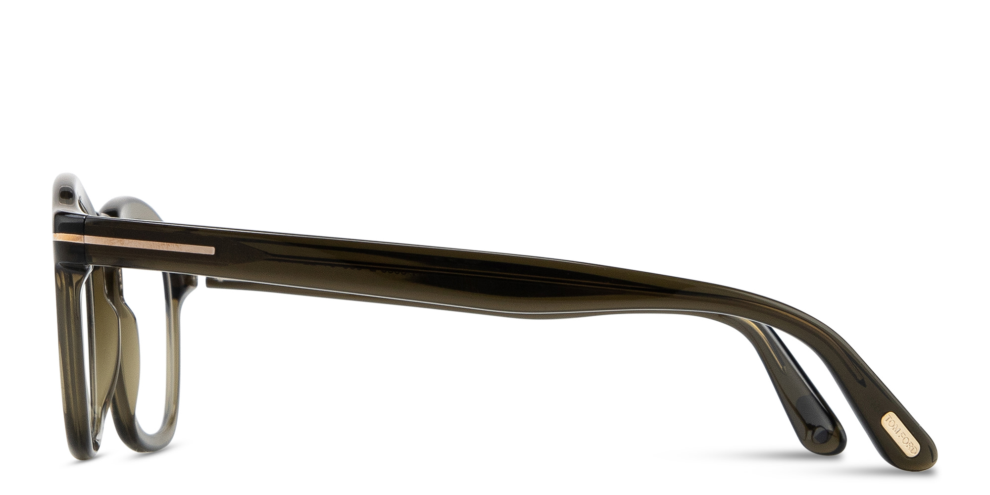 Shop TOM FORD T Logo Round Eyeglasses in Transparent Green online.