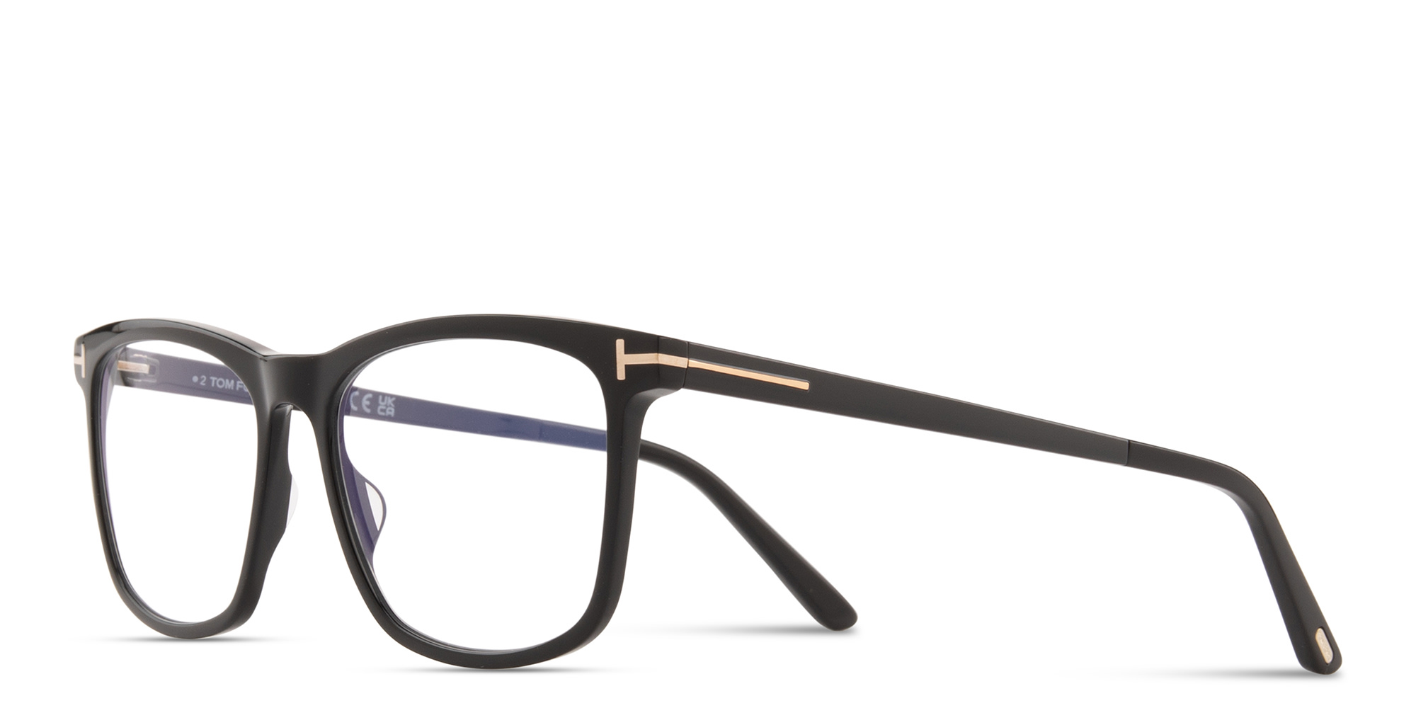 Shop TOM FORD T Logo Square Eyeglasses in Black online.