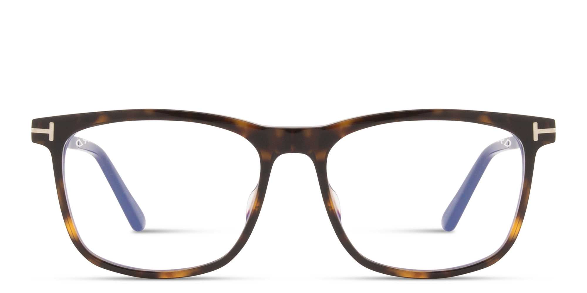 Shop TOM FORD T Logo Square Eyeglasses in Havana online.