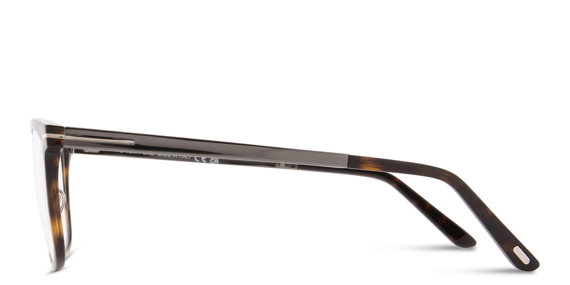 Shop TOM FORD T Logo Square Eyeglasses in Havana online.