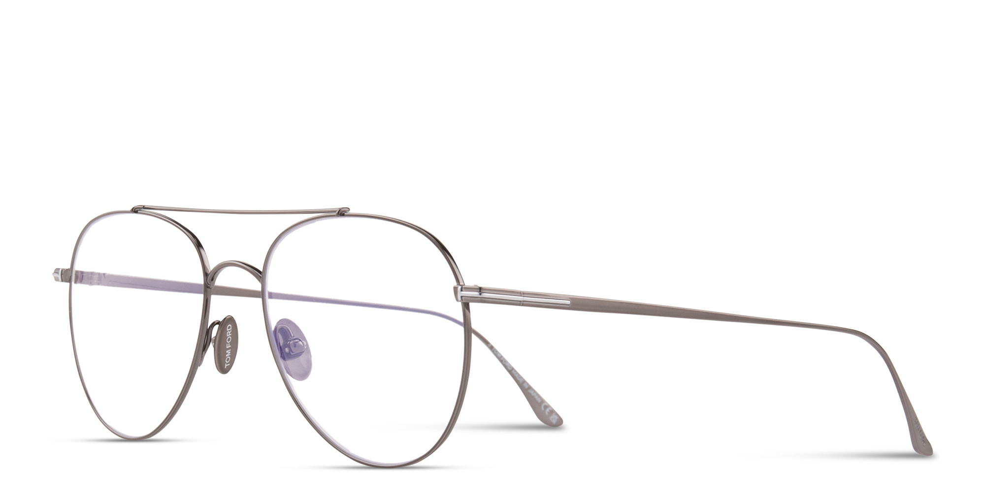 Shop TOM FORD T Logo Pilot Eyeglasses in Gunmetal online.