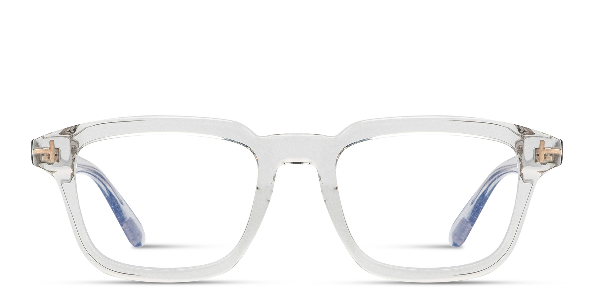 TOM FORD T Emblem Rectangle Eyeglasses in Transparent Grey – Product Photo 1