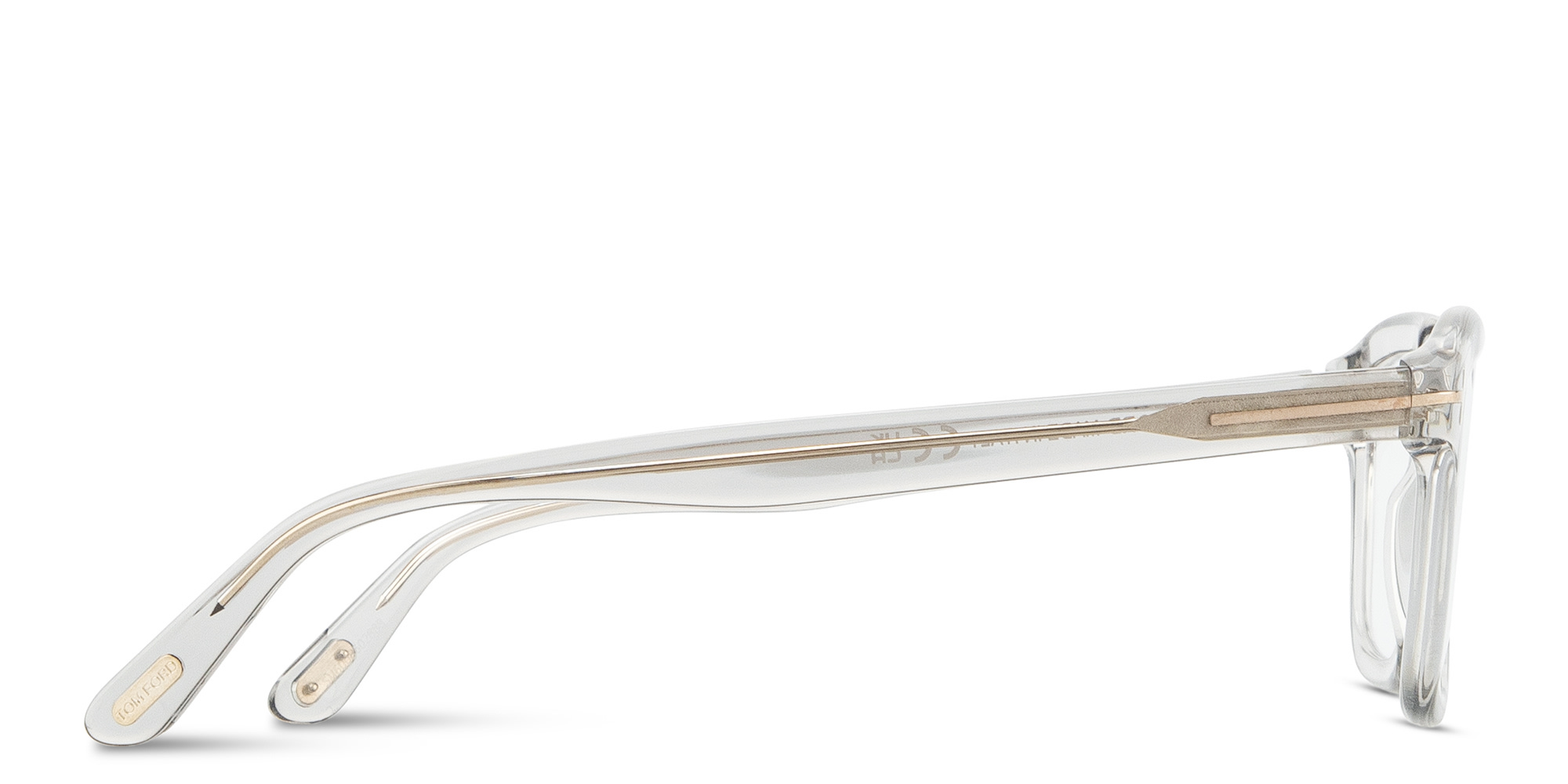 TOM FORD T Emblem Rectangle Eyeglasses in Transparent Grey – Product Photo 3