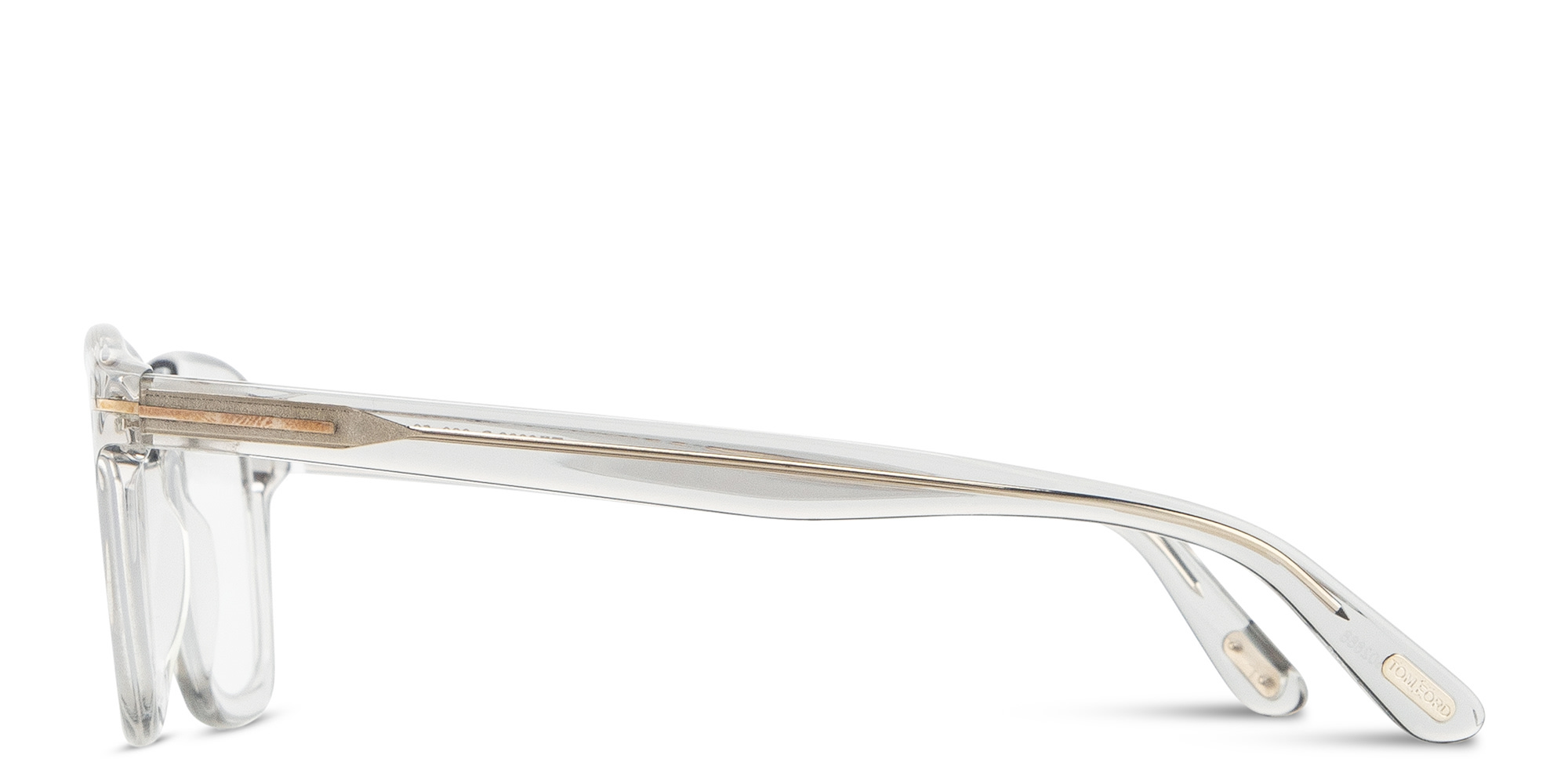 TOM FORD T Emblem Rectangle Eyeglasses in Transparent Grey – Product Photo 4