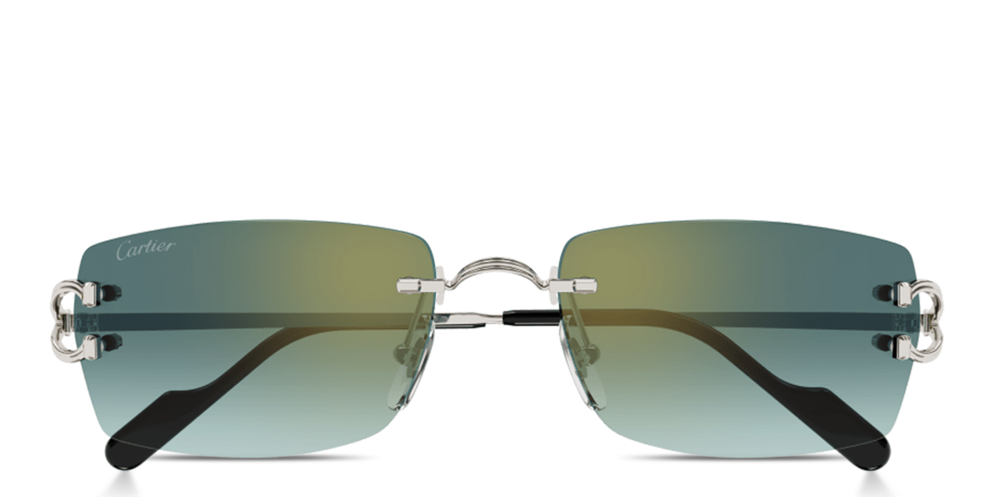 Cartier Signature C de Cartier Rimless Rectangle Sunglasses in Silver – Product Photo 1
