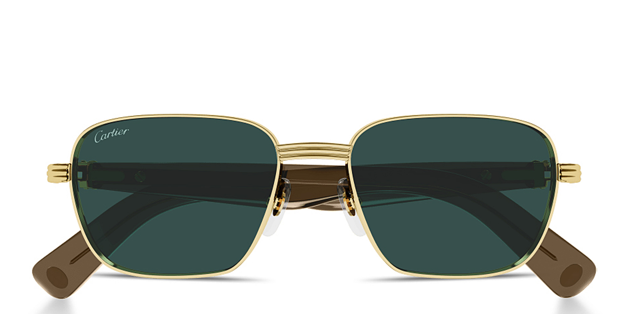 Shop Cartier Première de Cartier Rectangle Sunglasses in Gold online.