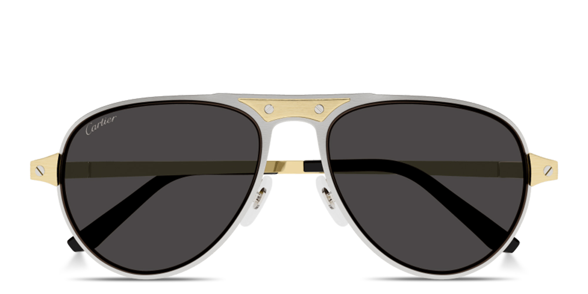 Cartier Santos de Cartier Pilot Sunglasses in Silver – Product Photo 1