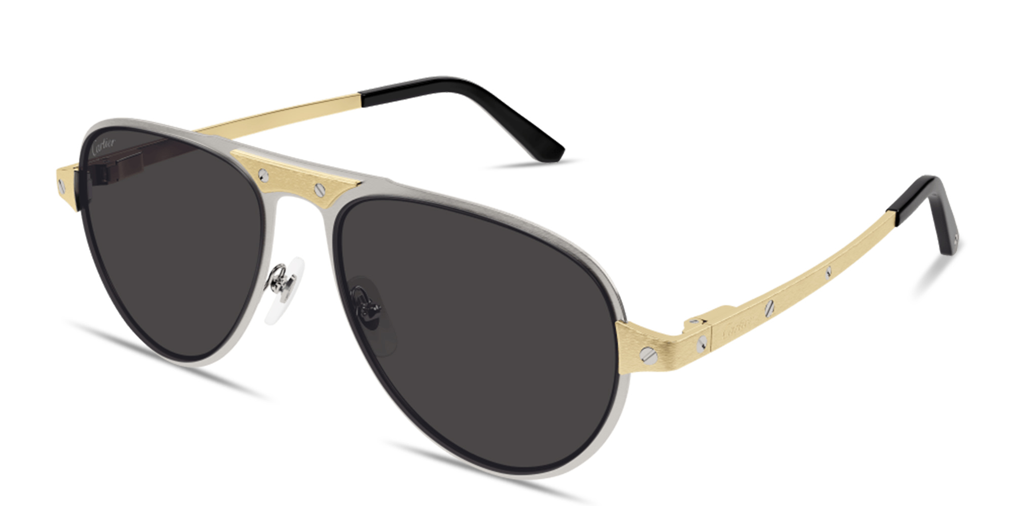 Cartier Santos de Cartier Pilot Sunglasses in Silver – Product Photo 2