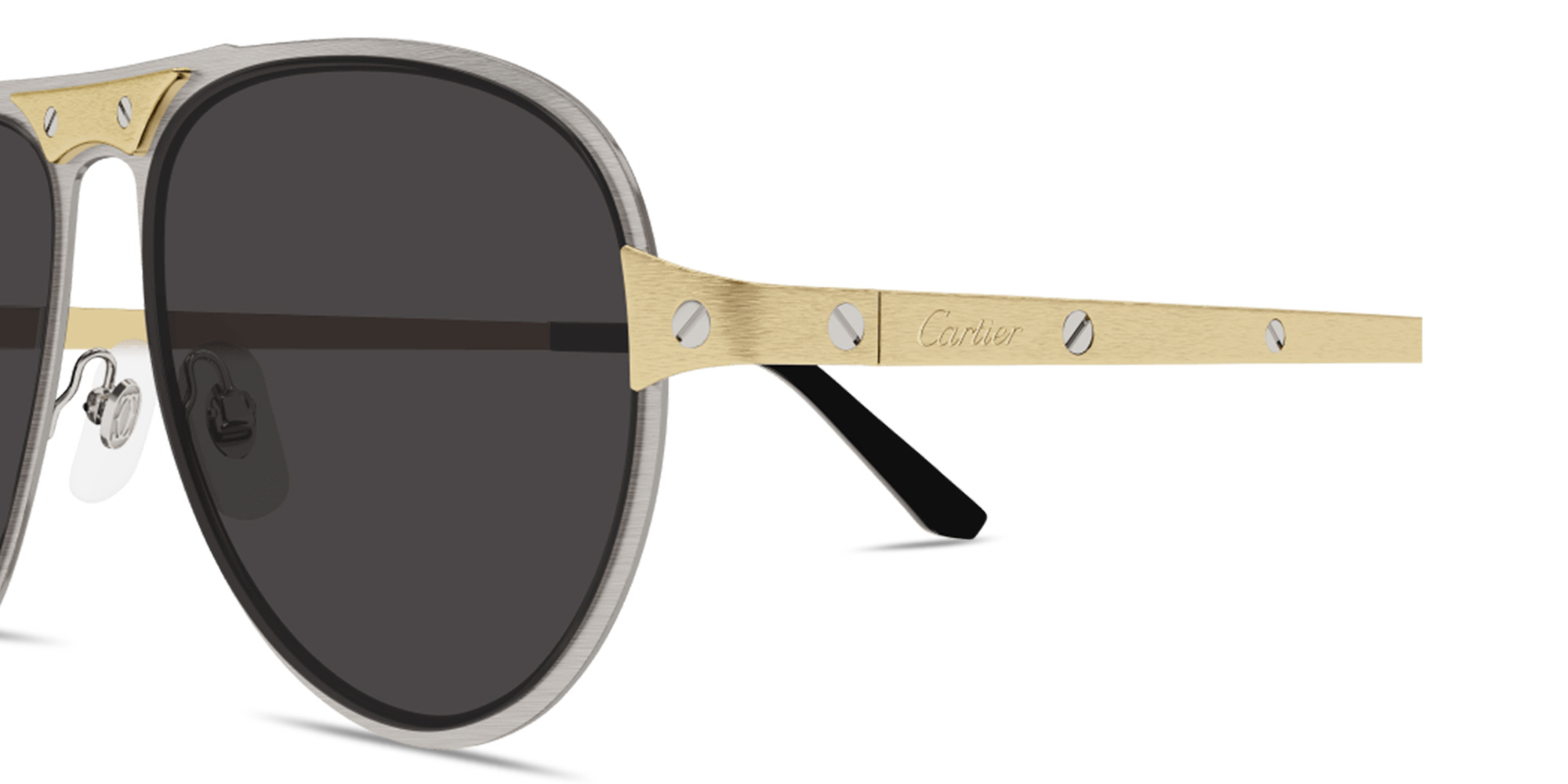 Cartier Santos de Cartier Pilot Sunglasses in Silver – Product Photo 3