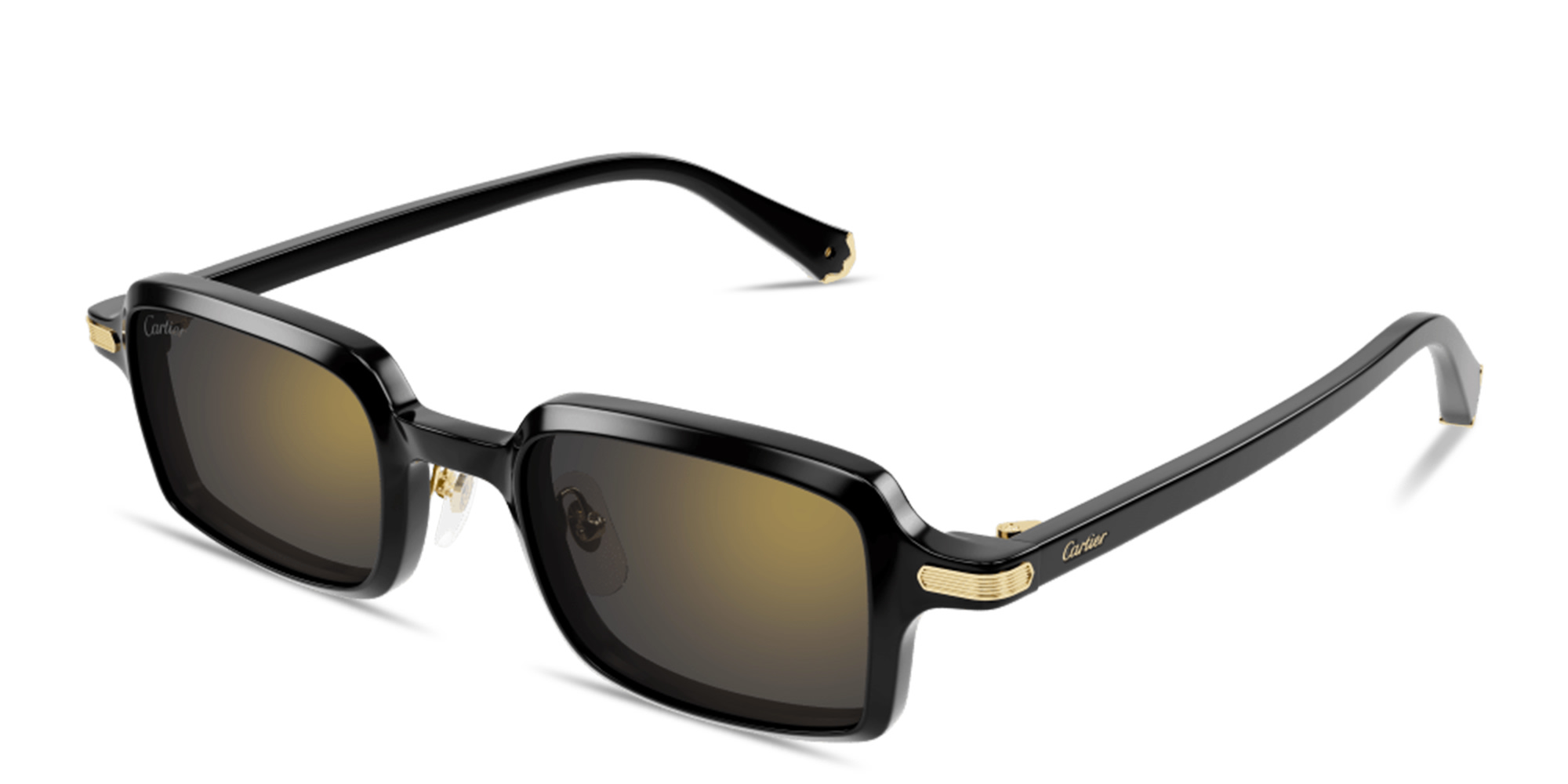 Shop Cartier Première de Cartier Unisex Rectangle Sunglasses in Black online.