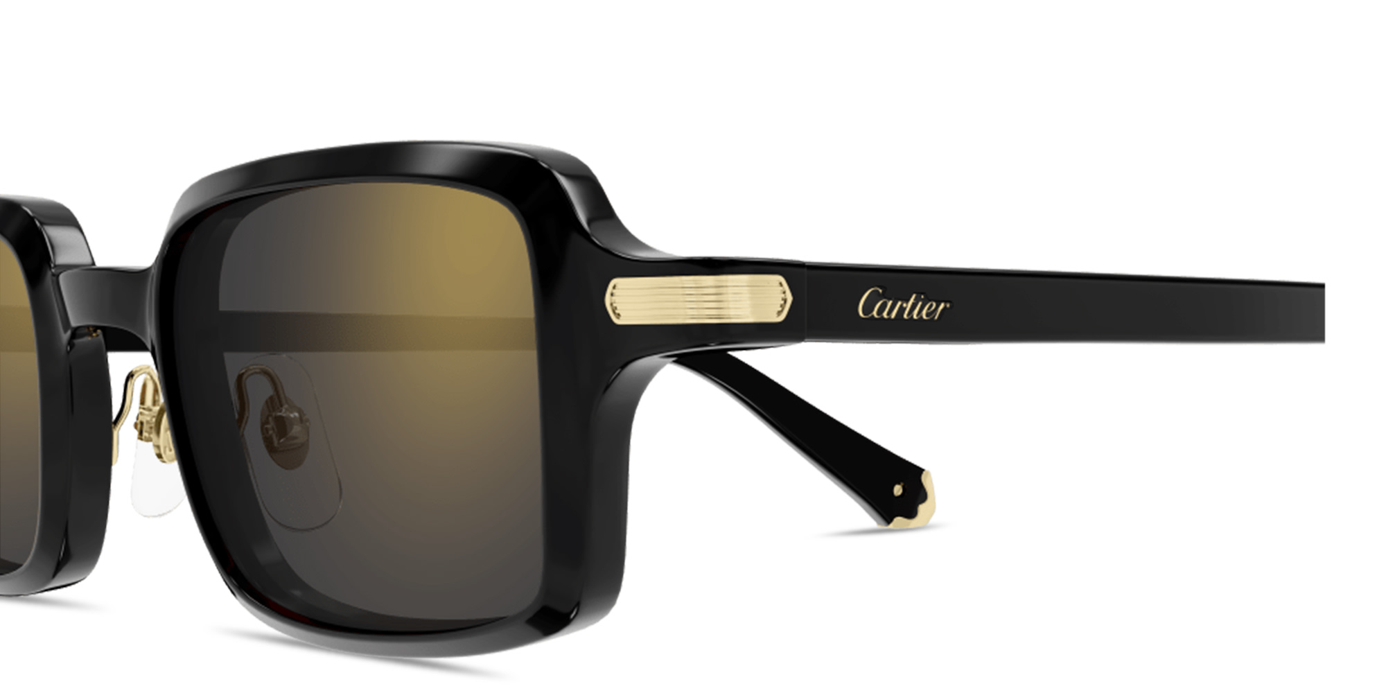 Shop Cartier Première de Cartier Unisex Rectangle Sunglasses in Black online.