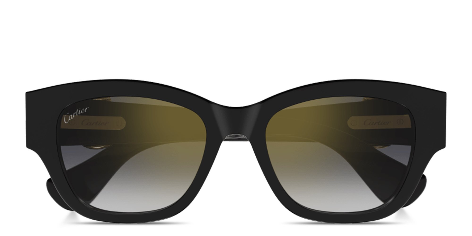 Shop Cartier Panthère de Cartier Rectangle Sunglasses in Black online.