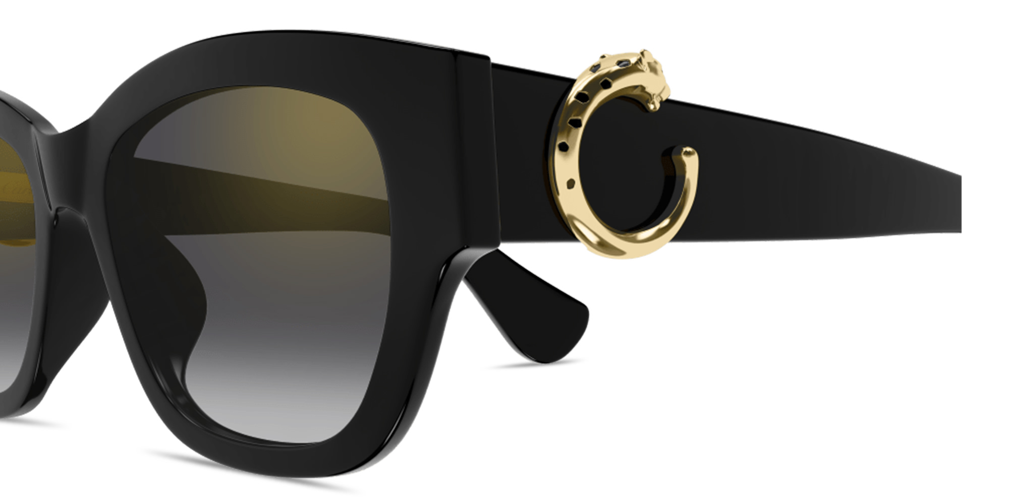 Shop Cartier Panthère de Cartier Rectangle Sunglasses in Black online.