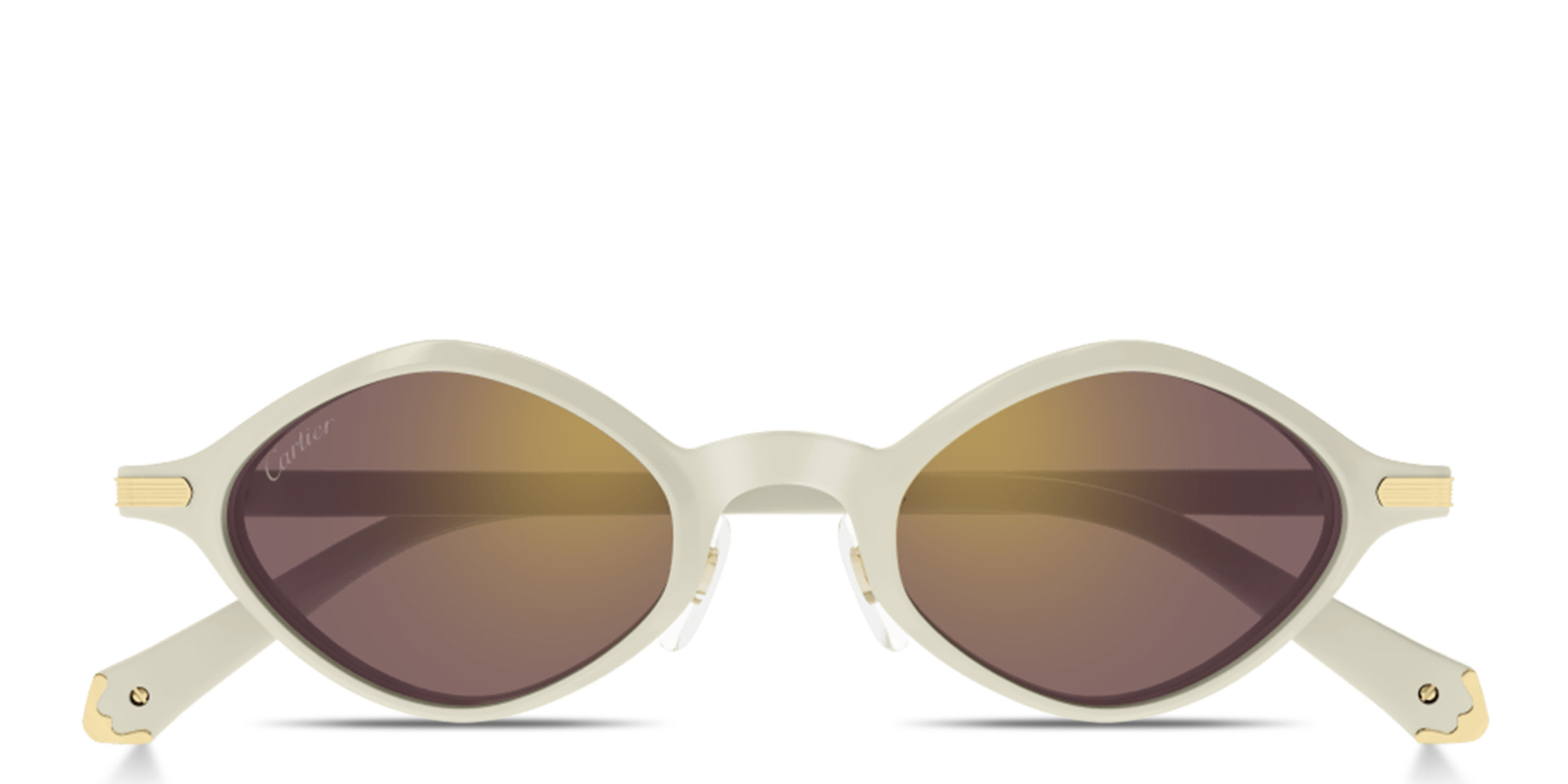 تسوق نظارات شمسية بروميير دو كارتييه بإطار غير منتظم للجنسين كارتييه بلون عاجي أونلاين.