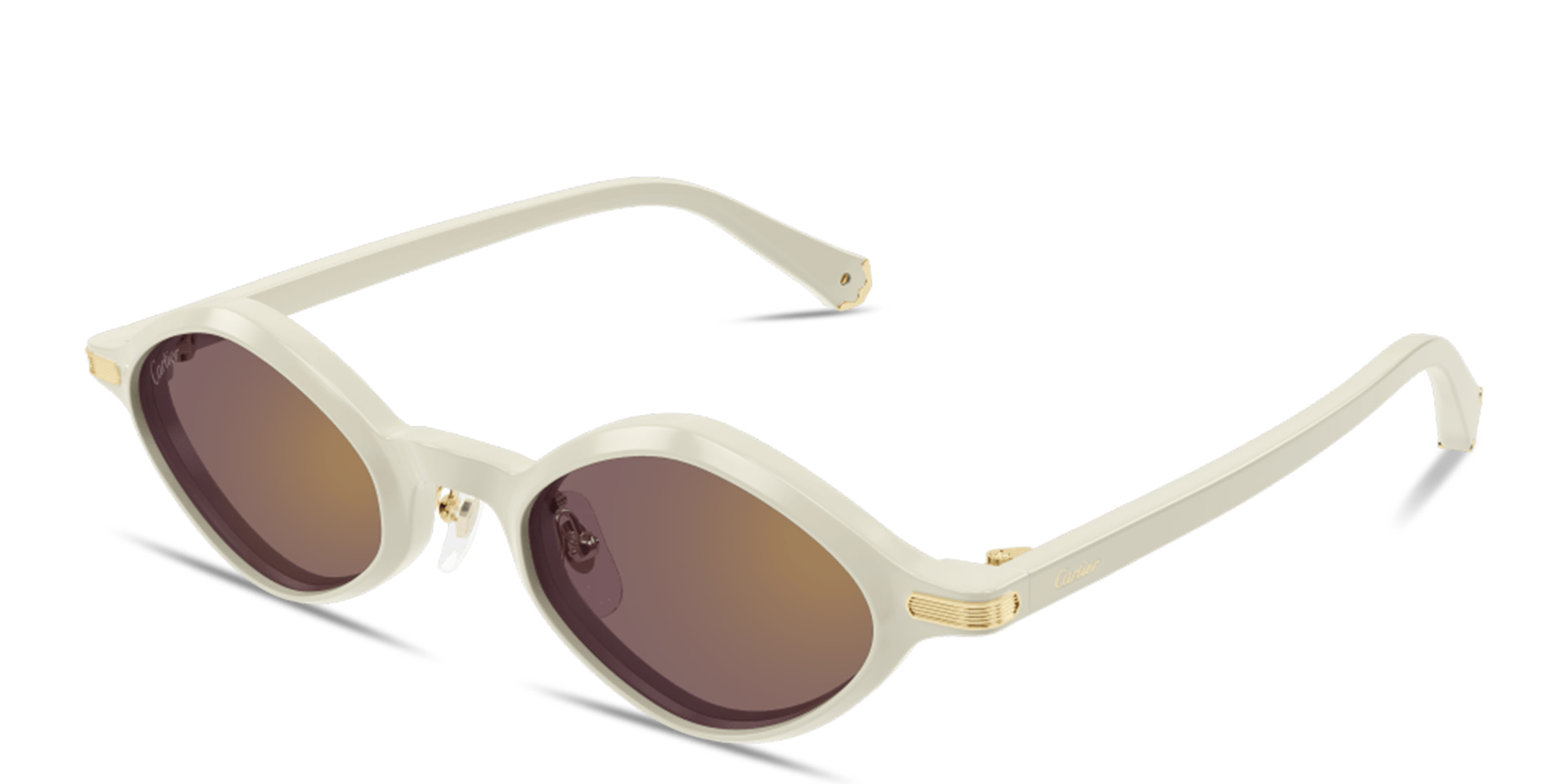Shop Cartier Première de Cartier Unisex Irregular Sunglasses in Ivory online.
