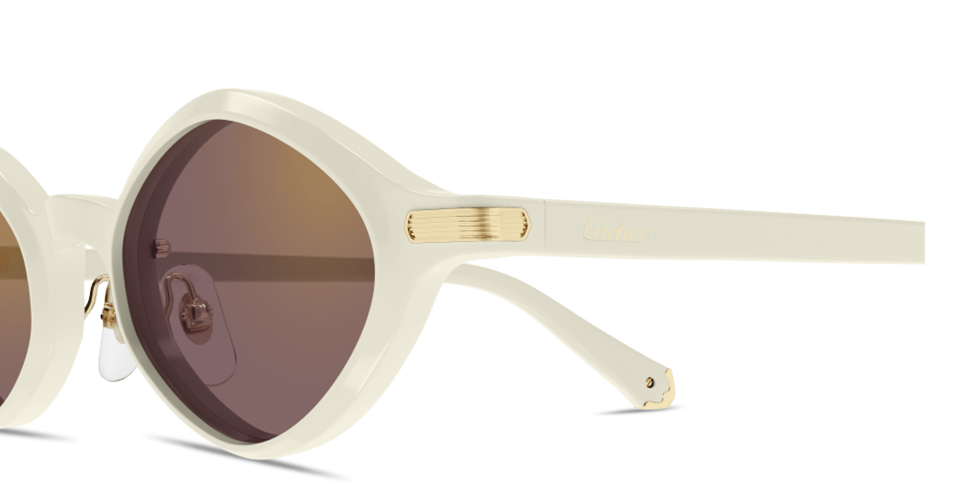Shop Cartier Première de Cartier Unisex Irregular Sunglasses in Ivory online.