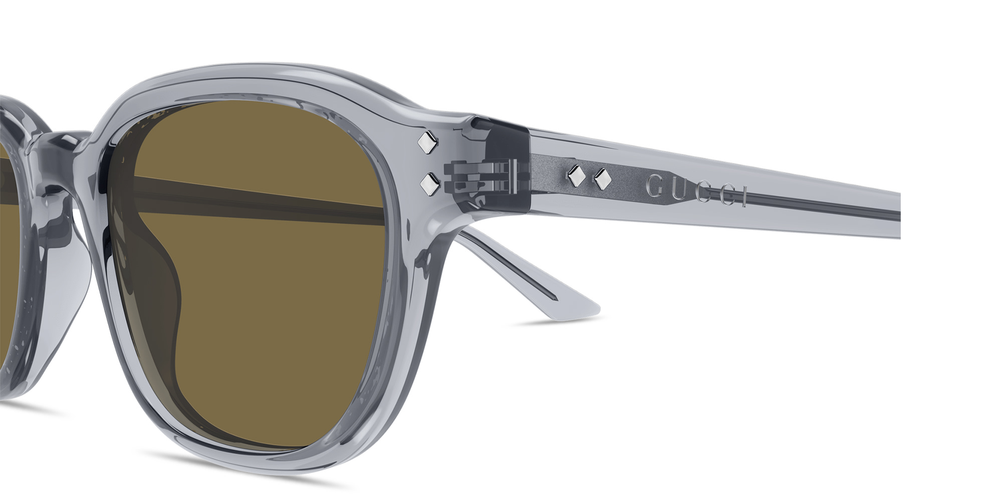 تسوق نظارات شمسية مربّعة مزدانة بمسامير غوتشي غوتشي بلون رمادي أونلاين.