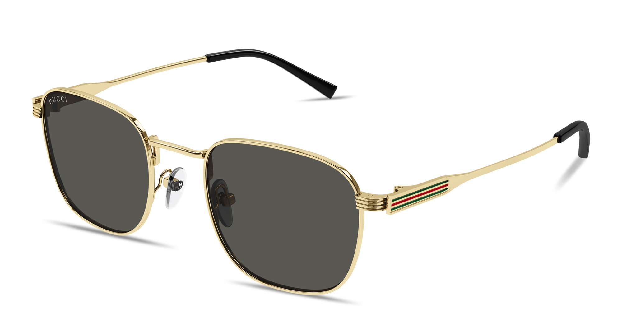 Shop GUCCI Web Square Sunglasses in Gold online.