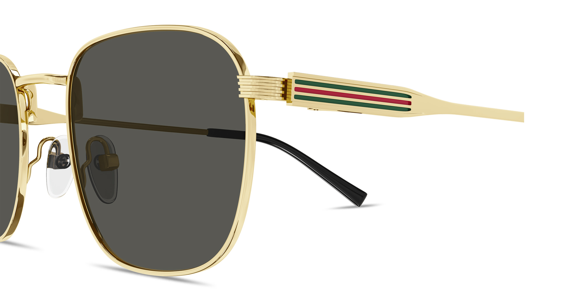 Shop GUCCI Web Square Sunglasses in Gold online.