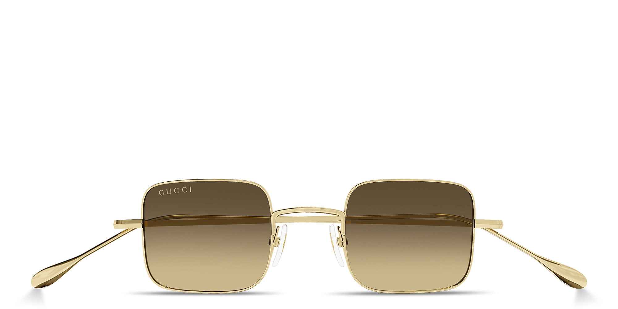 Shop GUCCI Engraved Logo Unisex Square Sunglasses in Gold online.