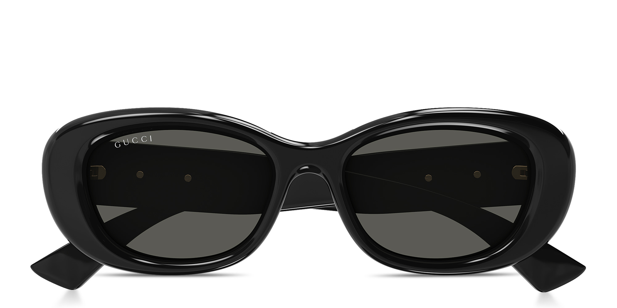 Shop GUCCI GG Logo Oval Sunglasses in Black online.