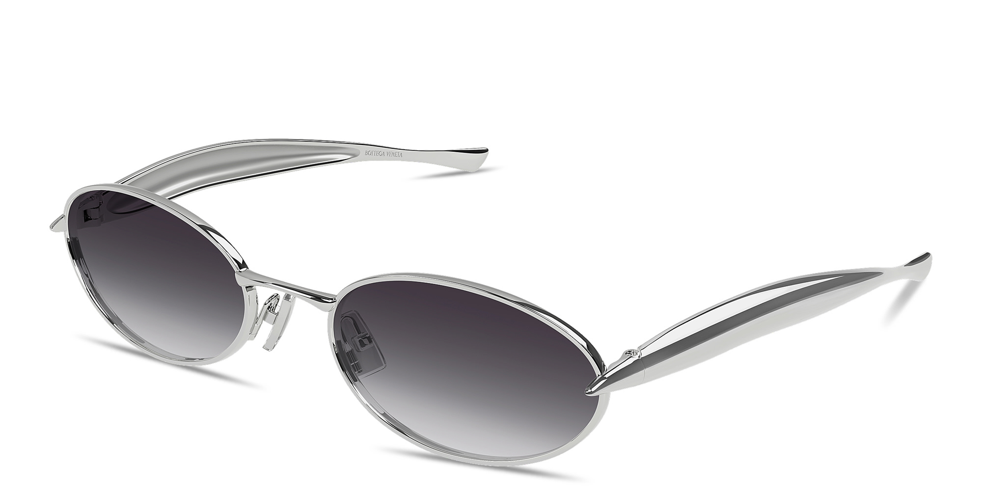 BOTTEGA VENETA Sardine Unisex Oval Sunglasses in Silver – Product Photo 2
