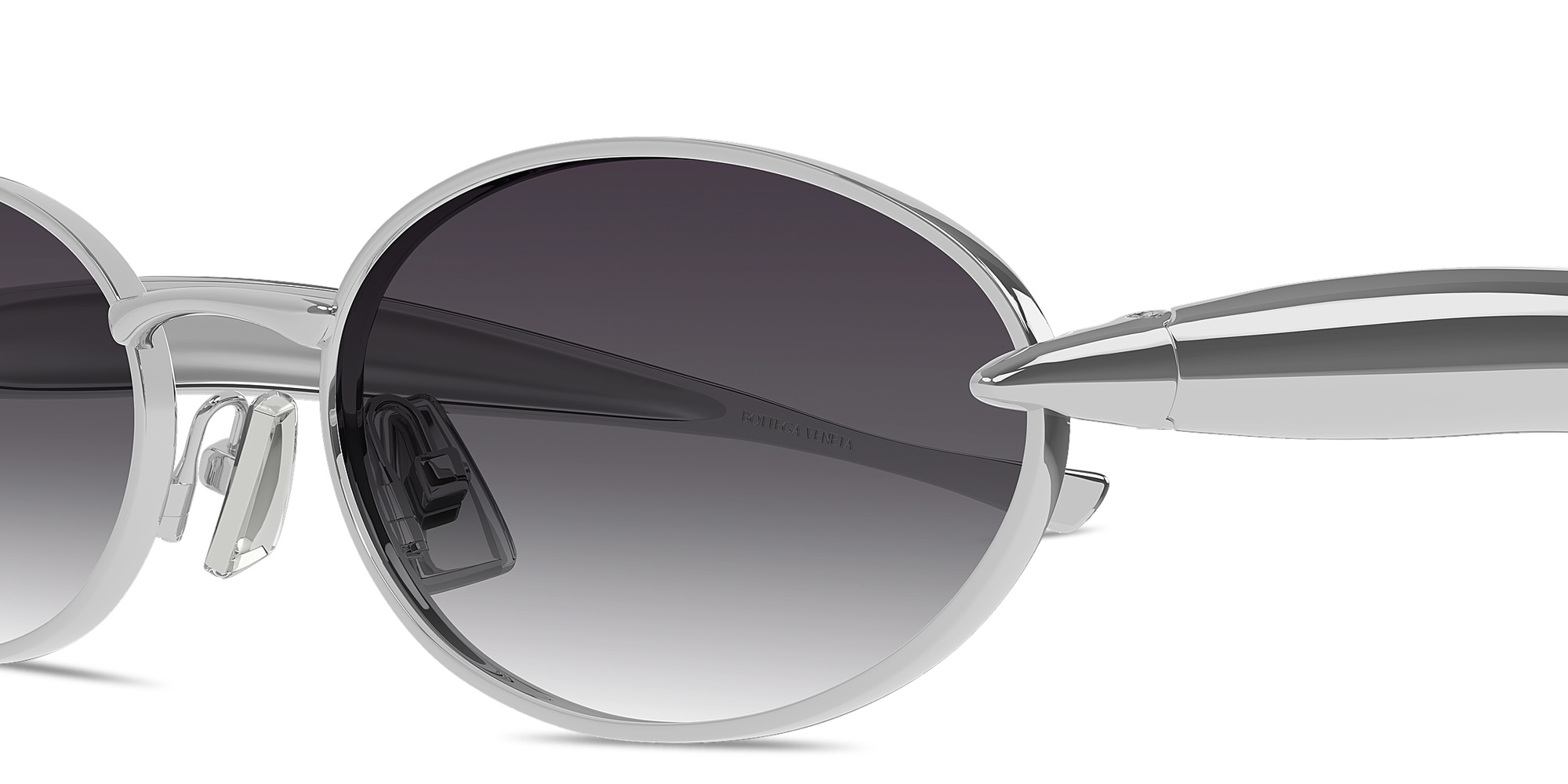 BOTTEGA VENETA Sardine Unisex Oval Sunglasses in Silver – Product Photo 3