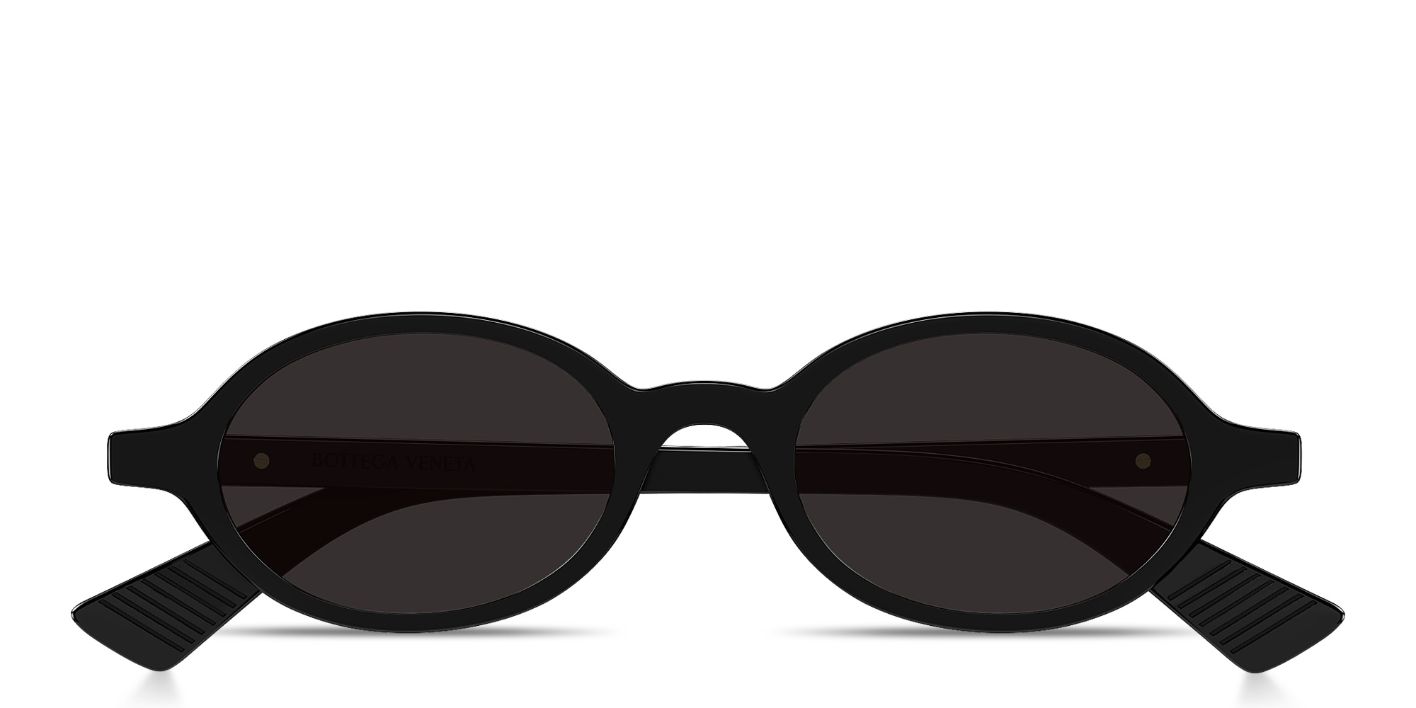 Shop BOTTEGA VENETA Ribbon Unisex Oval Sunglasses in Black online.