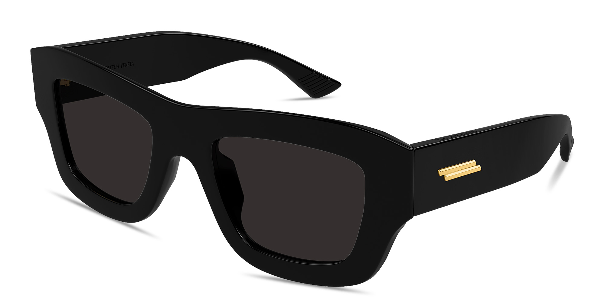 Shop BOTTEGA VENETA Ultra-Thin Square Sunglasses in Black online.