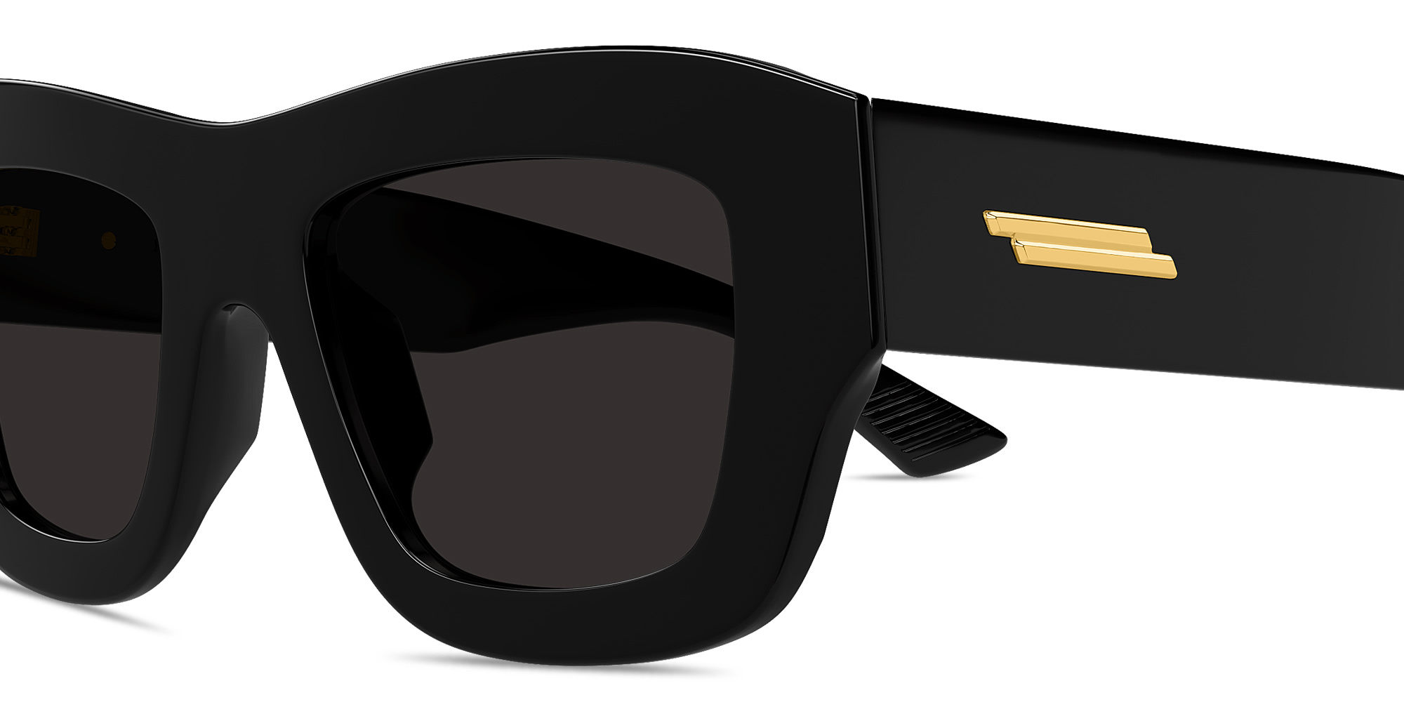 Shop BOTTEGA VENETA Ultra-Thin Square Sunglasses in Black online.