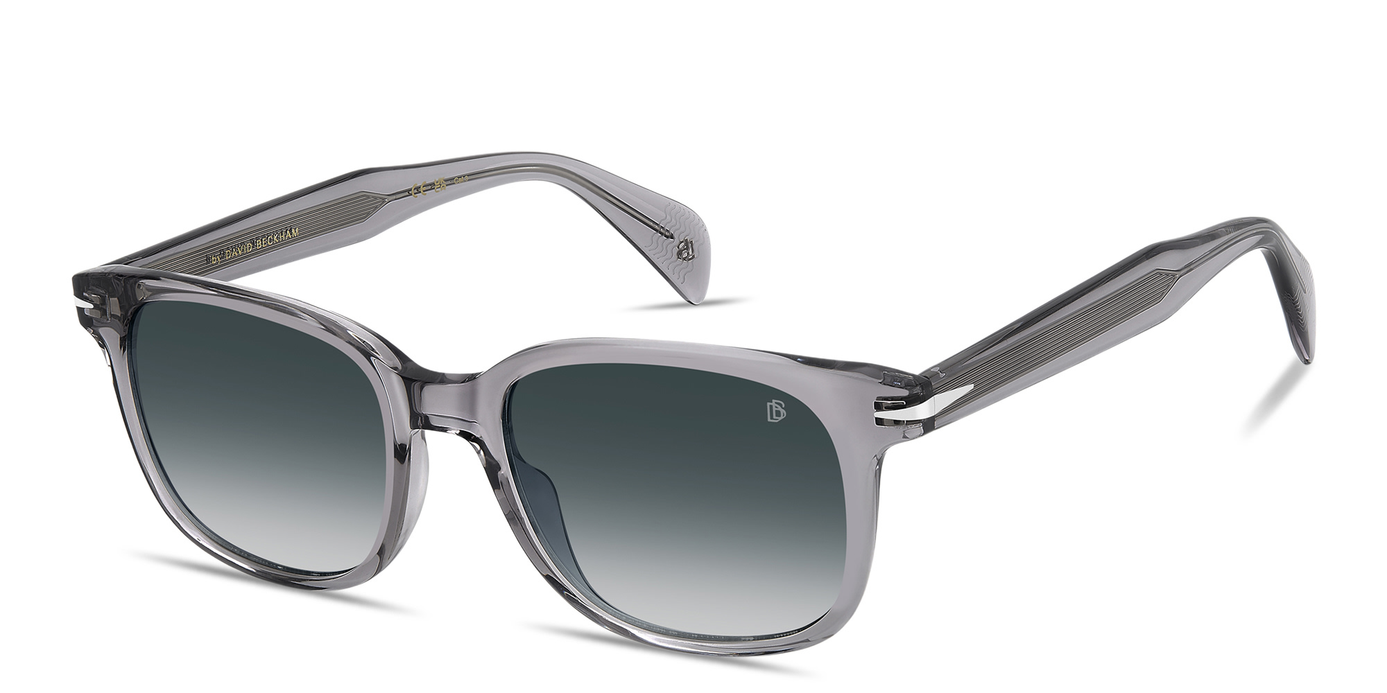 Shop DAVID BECKHAM Talisman Square Sunglasses in Transparent Grey online.