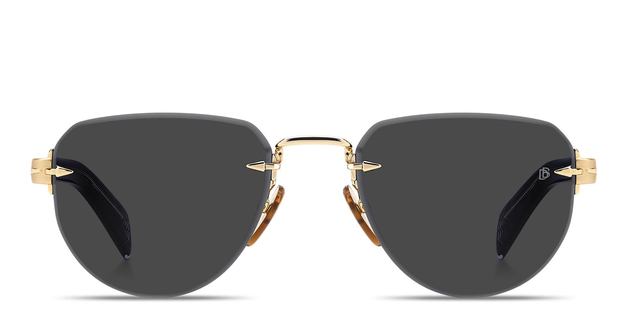 Shop DAVID BECKHAM Talisman Rimless Pilot Sunglasses in Shiny Gold online.