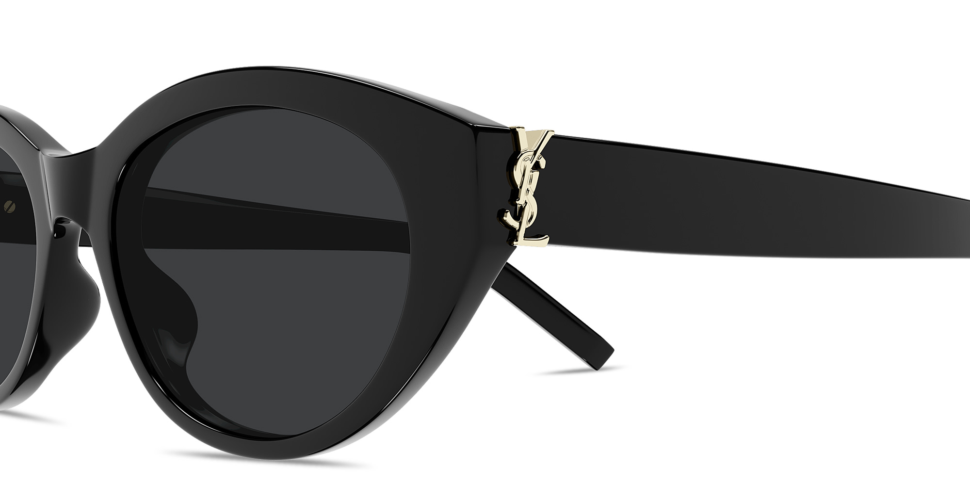 Shop SAINT LAURENT YSL Logo Cat-Eye Sunglasses in Black online.