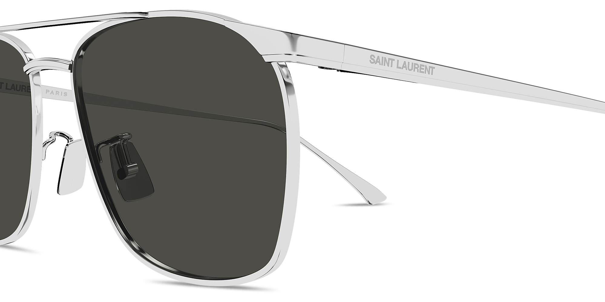 Shop SAINT LAURENT Vincent Aviator Sunglasses in Silver online.