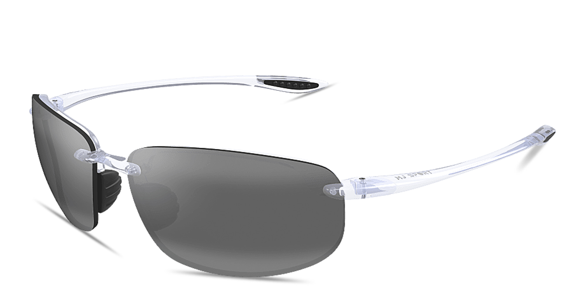 Shop Maui Jim Ho'okipa Unisex Rimless Rectangle Sunglasses in Crystal online.