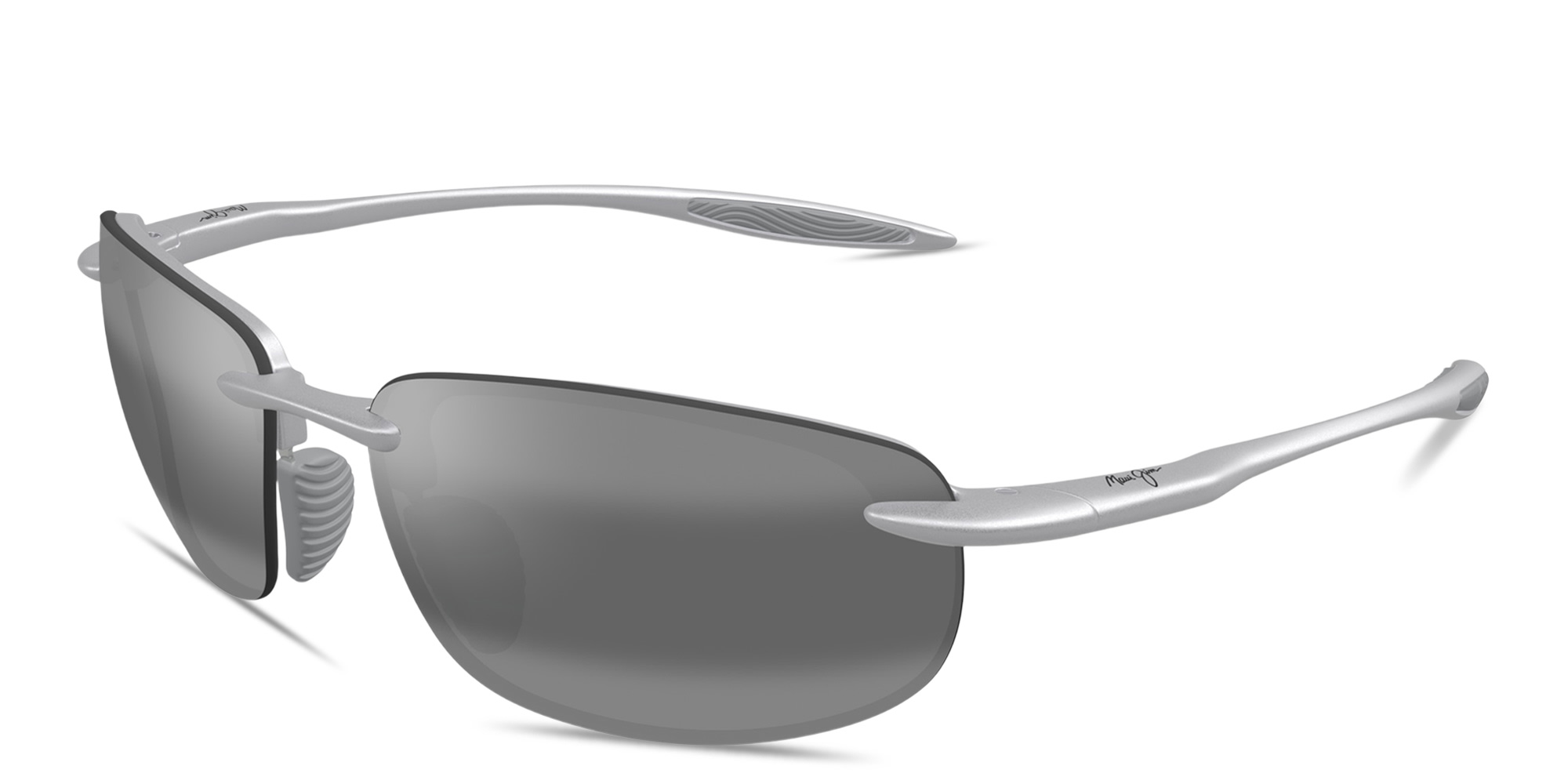 Shop Maui Jim Ho'okipa Ultra Unisex Rimless Rectangle Sunglasses in Silver online.