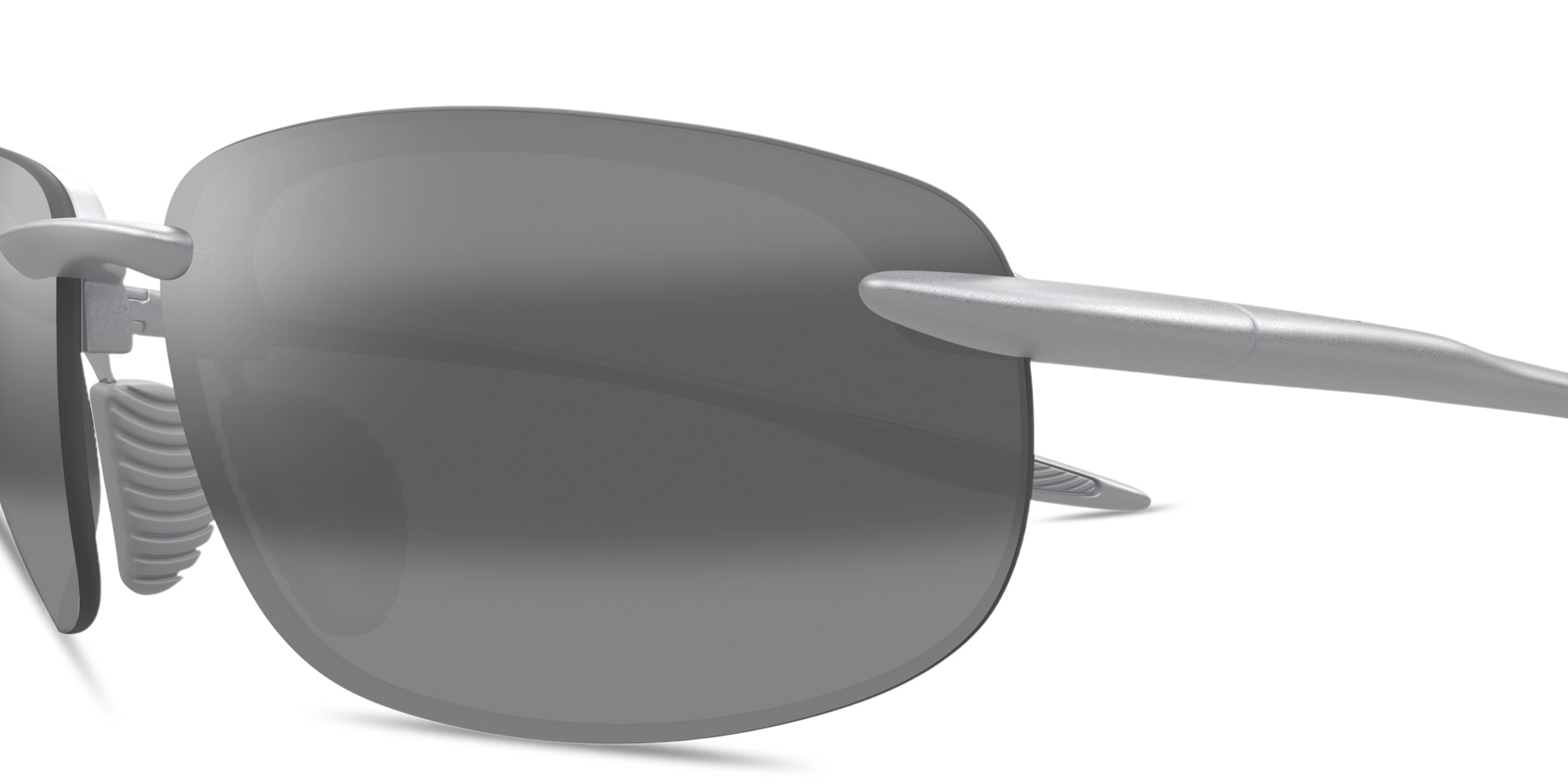 Shop Maui Jim Ho'okipa Ultra Unisex Rimless Rectangle Sunglasses in Silver online.