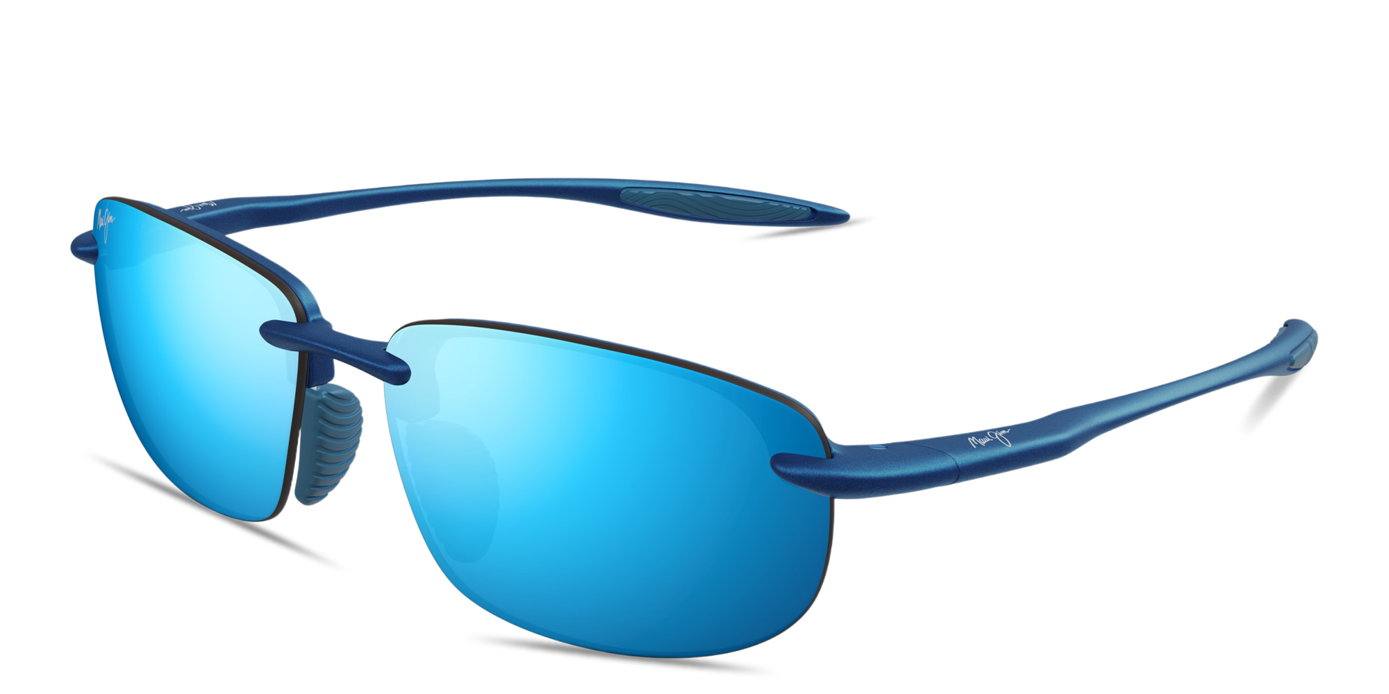 Shop Maui Jim Ho'okipa Ultra Unisex Rimless Rectangle Sunglasses in Blue online.