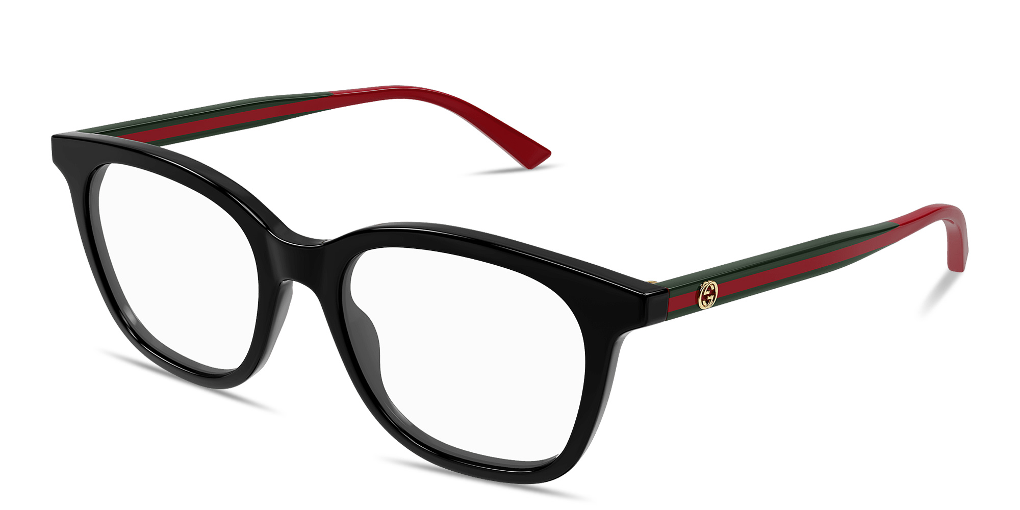 Shop GUCCI GG Logo Square Eyeglasses in Black online.