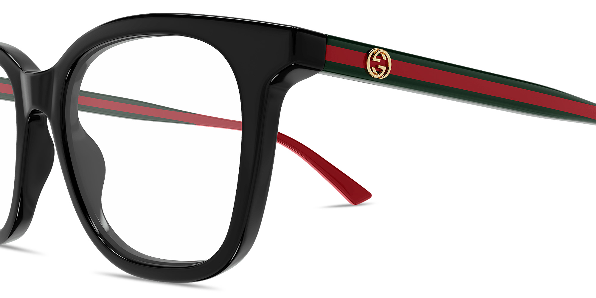Shop GUCCI GG Logo Square Eyeglasses in Black online.
